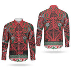 Aotearoa Iwi Tuhoe Couples Matching Short Sleeve Bodycon Dress and Long Sleeve Button Shirt Maori Wharenui House Tribal Pattern
