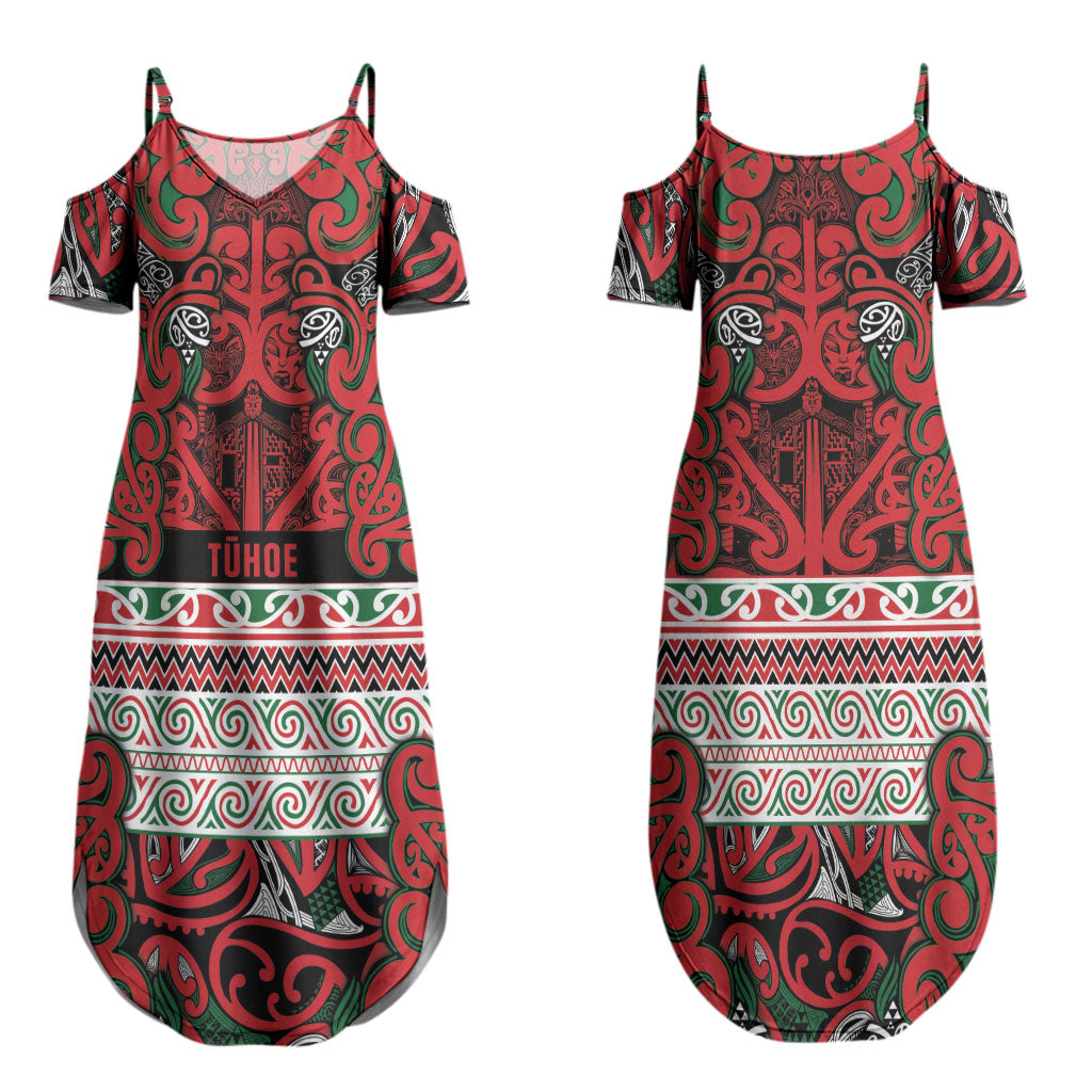 Aotearoa Iwi Tuhoe Couples Matching Summer Maxi Dress and Hawaiian Shirt Maori Wharenui House Tribal Pattern