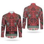 Aotearoa Iwi Tuhoe Couples Matching Summer Maxi Dress and Long Sleeve Button Shirt Maori Wharenui House Tribal Pattern
