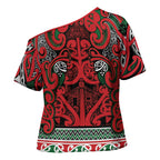 Aotearoa Iwi Tuhoe Cross Shoulder Shirt Maori Wharenui House Tribal Pattern