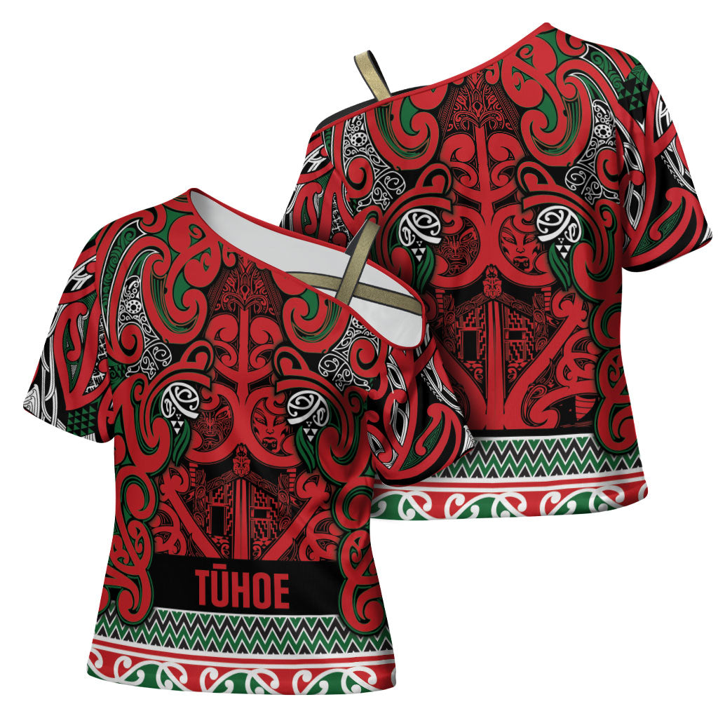 Aotearoa Iwi Tuhoe Cross Shoulder Shirt Maori Wharenui House Tribal Pattern