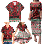 Aotearoa Iwi Tuhoe Family Matching Puletasi and Hawaiian Shirt Maori Wharenui House Tribal Pattern