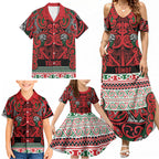 Aotearoa Iwi Tuhoe Family Matching Summer Maxi Dress and Hawaiian Shirt Maori Wharenui House Tribal Pattern