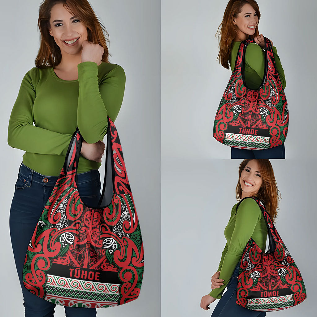 Aotearoa Iwi Tuhoe Grocery Bag Maori Wharenui House Tribal Pattern