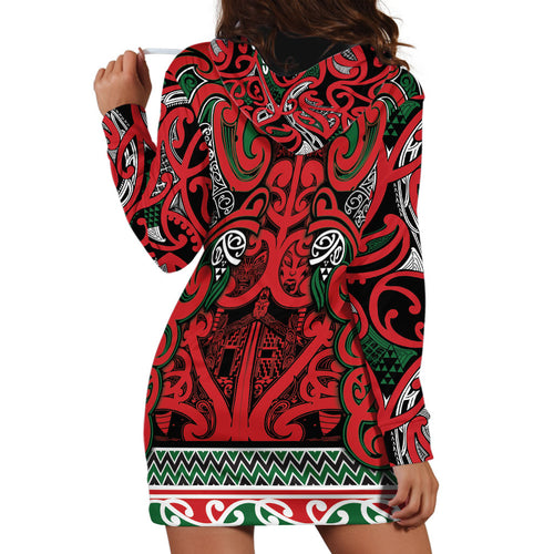 Aotearoa Iwi Tuhoe Hoodie Dress Maori Wharenui House Tribal Pattern