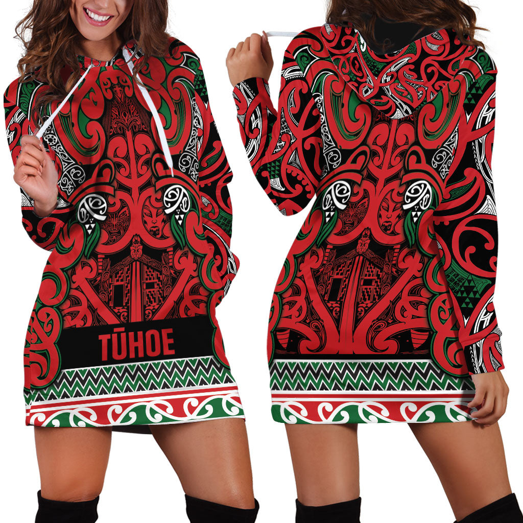 Aotearoa Iwi Tuhoe Hoodie Dress Maori Wharenui House Tribal Pattern