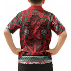 Aotearoa Iwi Tuhoe Kid Hawaiian Shirt Maori Wharenui House Tribal Pattern