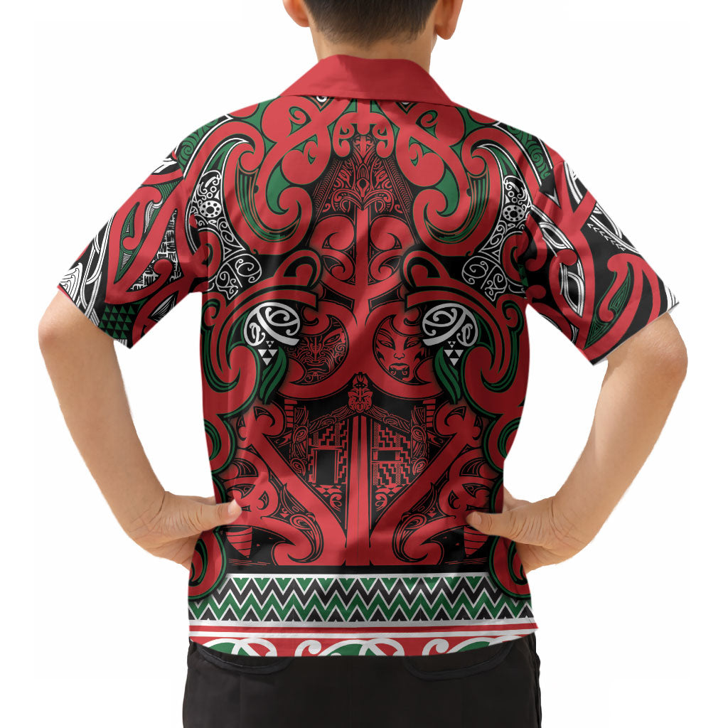 Aotearoa Iwi Tuhoe Kid Hawaiian Shirt Maori Wharenui House Tribal Pattern