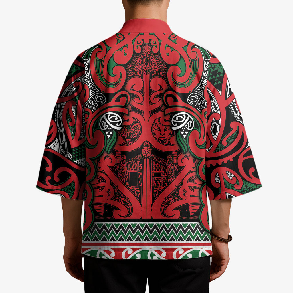 Aotearoa Iwi Tuhoe Kimono Maori Wharenui House Tribal Pattern