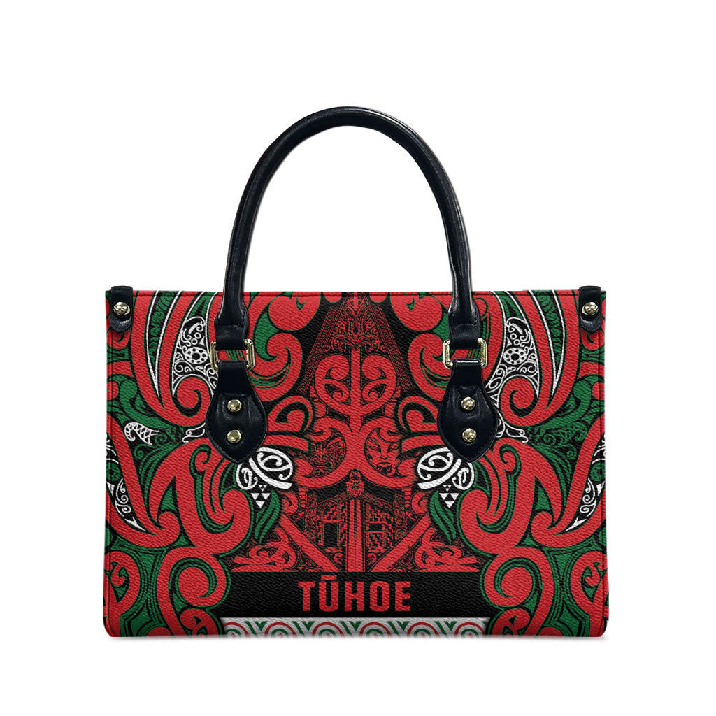 Aotearoa Iwi Tuhoe Leather Bag Maori Wharenui House Tribal Pattern