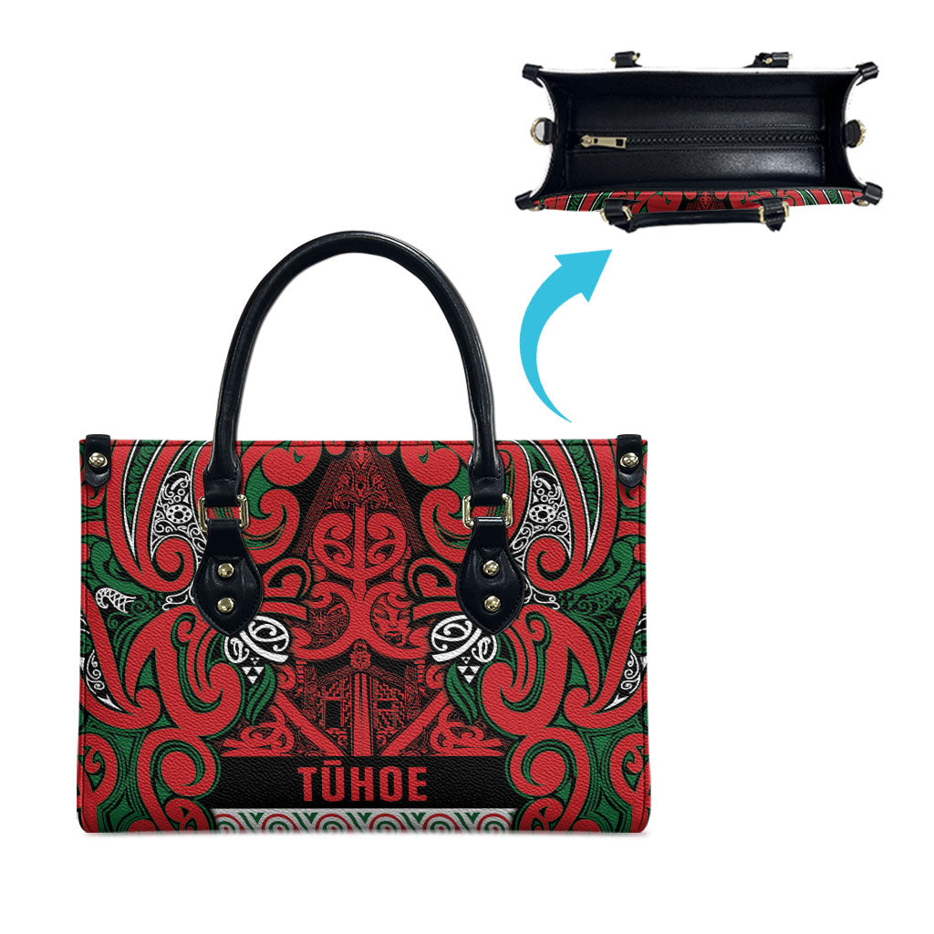 Aotearoa Iwi Tuhoe Leather Bag Maori Wharenui House Tribal Pattern