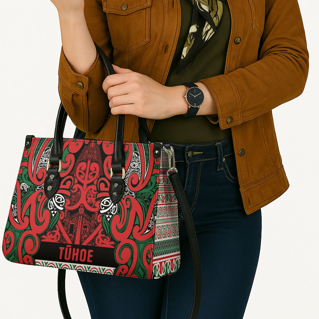 Aotearoa Iwi Tuhoe Leather Bag Maori Wharenui House Tribal Pattern