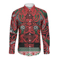 Aotearoa Iwi Tuhoe Long Sleeve Button Shirt Maori Wharenui House Tribal Pattern