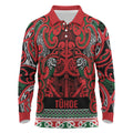Aotearoa Iwi Tuhoe Long Sleeve Polo Shirt Maori Wharenui House Tribal Pattern