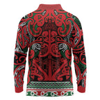 Aotearoa Iwi Tuhoe Long Sleeve Polo Shirt Maori Wharenui House Tribal Pattern