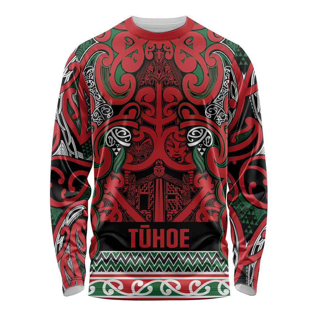 Aotearoa Iwi Tuhoe Long Sleeve Shirt Maori Wharenui House Tribal Pattern