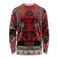 Aotearoa Iwi Tuhoe Long Sleeve Shirt Maori Wharenui House Tribal Pattern