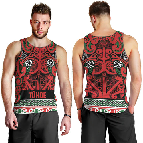 Aotearoa Iwi Tuhoe Men Tank Top Maori Wharenui House Tribal Pattern