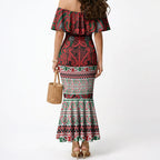 Aotearoa Iwi Tuhoe Mermaid Dress Maori Wharenui House Tribal Pattern