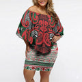 Aotearoa Iwi Tuhoe Off Shoulder Short Dress Maori Wharenui House Tribal Pattern