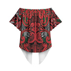 Aotearoa Iwi Tuhoe Off Shoulder Wrap Waist Top Maori Wharenui House Tribal Pattern