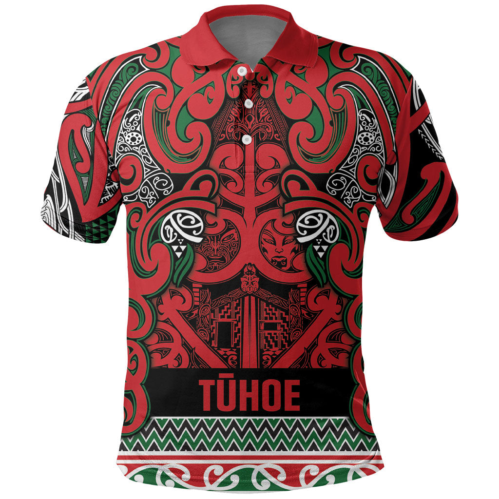 Aotearoa Iwi Tuhoe Polo Shirt Maori Wharenui House Tribal Pattern