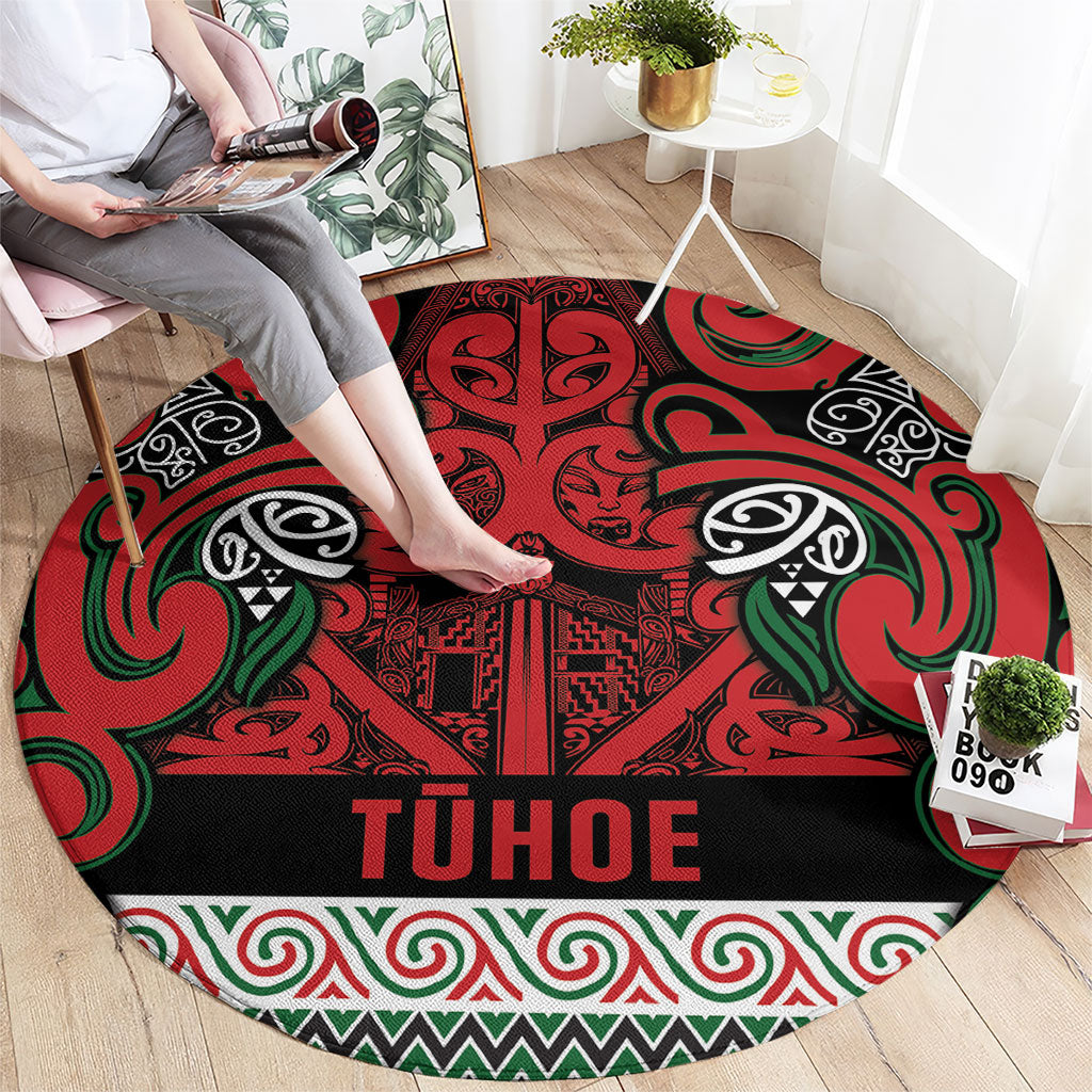 Aotearoa Iwi Tuhoe Round Carpet Maori Wharenui House Tribal Pattern