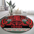 Aotearoa Iwi Tuhoe Round Carpet Maori Wharenui House Tribal Pattern