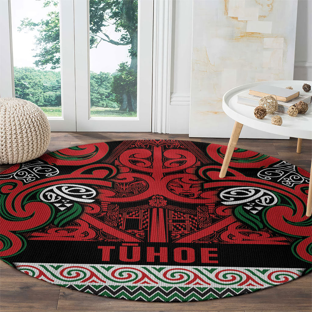 Aotearoa Iwi Tuhoe Round Carpet Maori Wharenui House Tribal Pattern