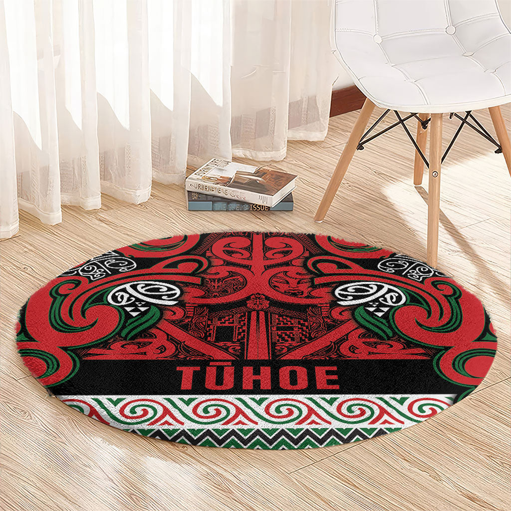 Aotearoa Iwi Tuhoe Round Carpet Maori Wharenui House Tribal Pattern