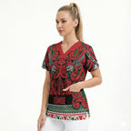 Aotearoa Iwi Tuhoe Scrub Top Maori Wharenui House Tribal Pattern