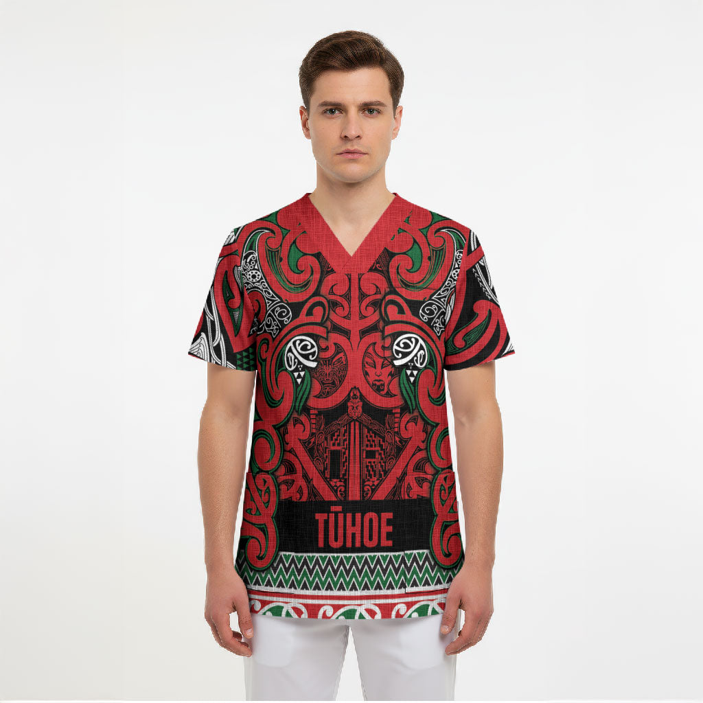 Aotearoa Iwi Tuhoe Scrub Top Maori Wharenui House Tribal Pattern