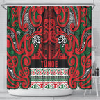 Aotearoa Iwi Tuhoe Shower Curtain Maori Wharenui House Tribal Pattern