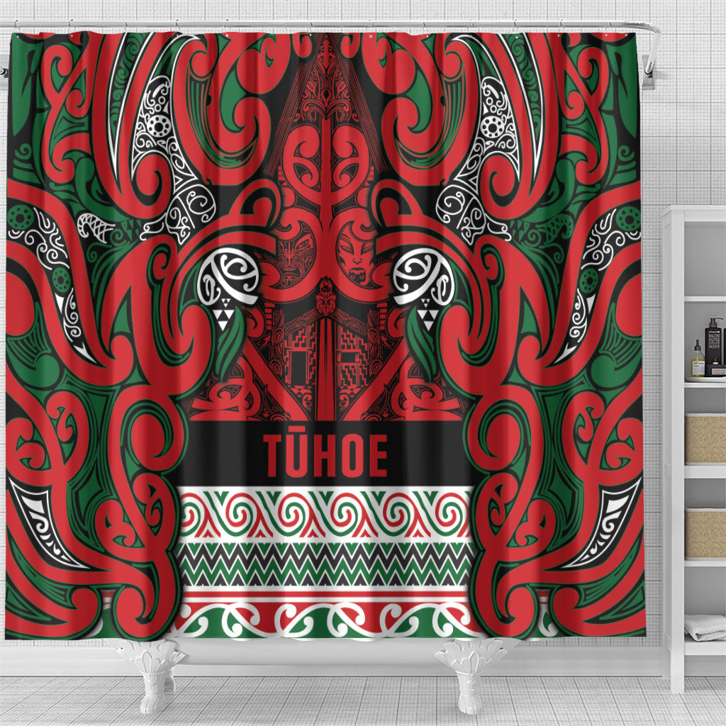Aotearoa Iwi Tuhoe Shower Curtain Maori Wharenui House Tribal Pattern