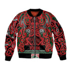 Aotearoa Iwi Tuhoe Sleeve Zip Bomber Jacket Maori Wharenui House Tribal Pattern