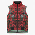 Aotearoa Iwi Tuhoe Sleeveless Puffer Jacket Maori Wharenui House Tribal Pattern