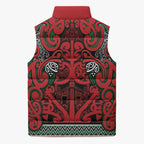 Aotearoa Iwi Tuhoe Sleeveless Puffer Jacket Maori Wharenui House Tribal Pattern