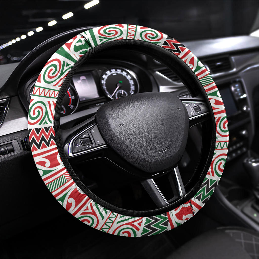 Aotearoa Iwi Tuhoe Steering Wheel Cover Maori Wharenui House Tribal Pattern