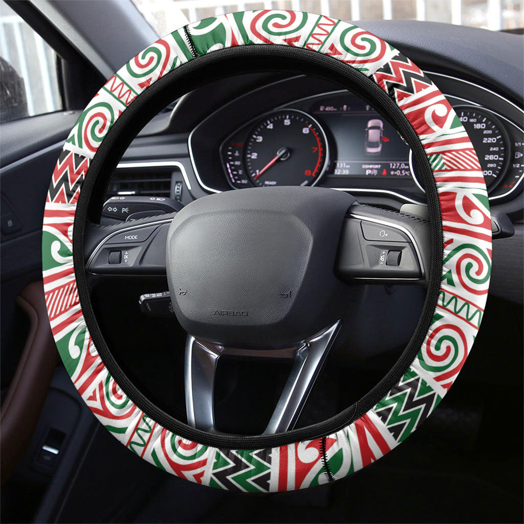 Aotearoa Iwi Tuhoe Steering Wheel Cover Maori Wharenui House Tribal Pattern