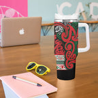 Aotearoa Iwi Tuhoe Tumbler With Handle Maori Wharenui House Tribal Pattern