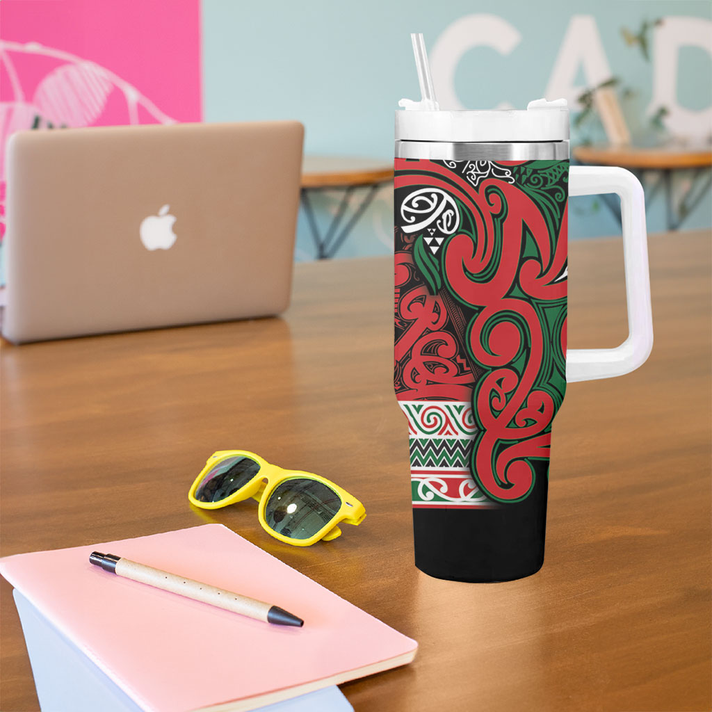 Aotearoa Iwi Tuhoe Tumbler With Handle Maori Wharenui House Tribal Pattern