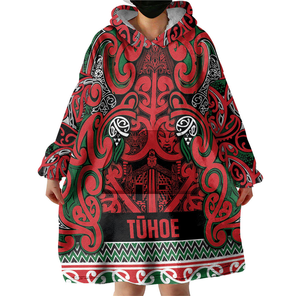 Aotearoa Iwi Tuhoe Wearable Blanket Hoodie Maori Wharenui House Tribal Pattern