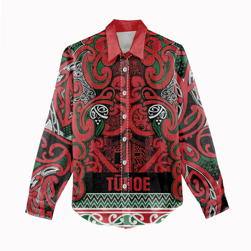 Aotearoa Iwi Tuhoe Women Casual Shirt Maori Wharenui House Tribal Pattern