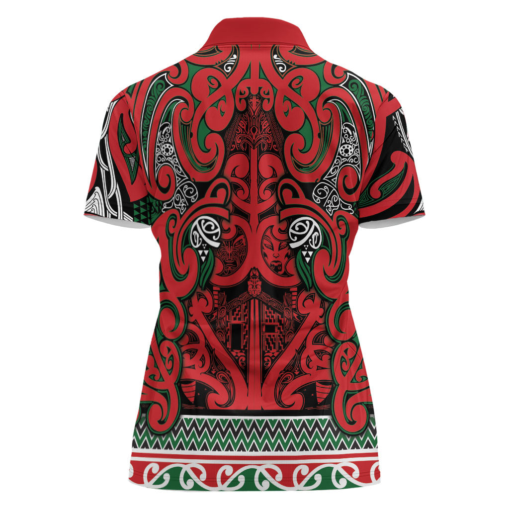 Aotearoa Iwi Tuhoe Women Polo Shirt Maori Wharenui House Tribal Pattern