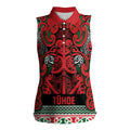 Aotearoa Iwi Tuhoe Women Sleeveless Polo Shirt Maori Wharenui House Tribal Pattern