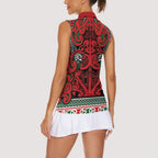 Aotearoa Iwi Tuhoe Women Sleeveless Polo Shirt Maori Wharenui House Tribal Pattern
