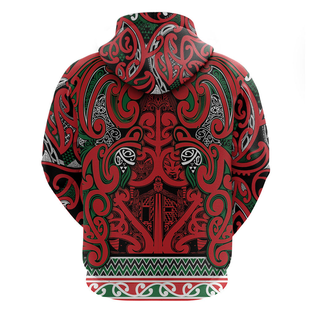 Aotearoa Iwi Tuhoe Zip Hoodie Maori Wharenui House Tribal Pattern