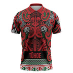 Aotearoa Iwi Tuhoe Zipper Polo Shirt Maori Wharenui House Tribal Pattern