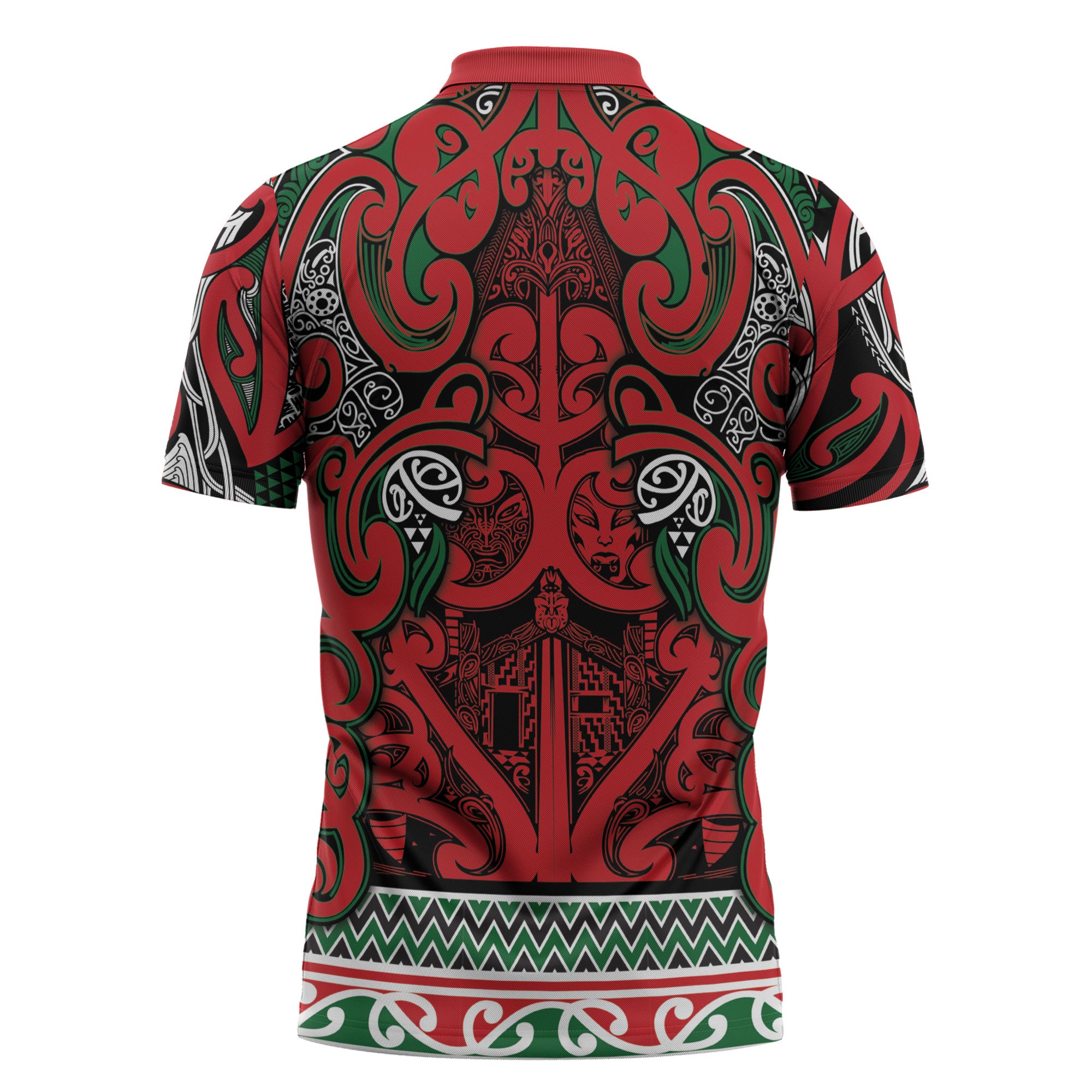 Aotearoa Iwi Tuhoe Zipper Polo Shirt Maori Wharenui House Tribal Pattern