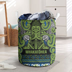 Aotearoa Iwi Whakatohea Laundry Basket Maori Wharenui House Tribal Pattern